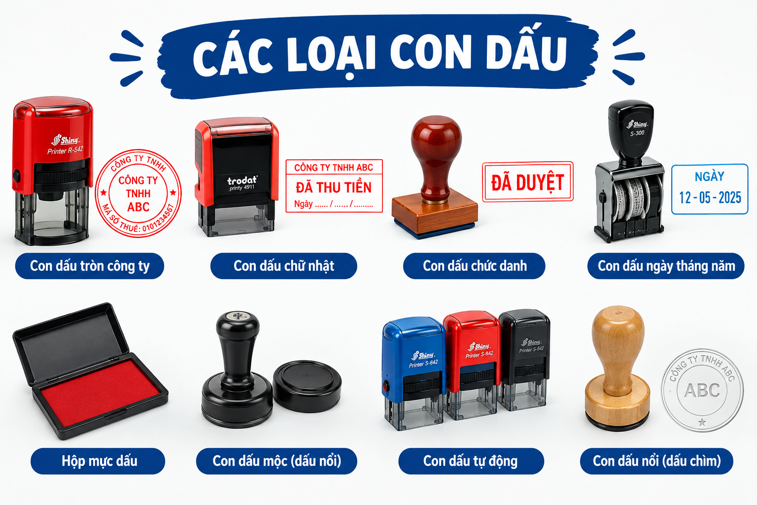 Các loại con dấu đa dạng